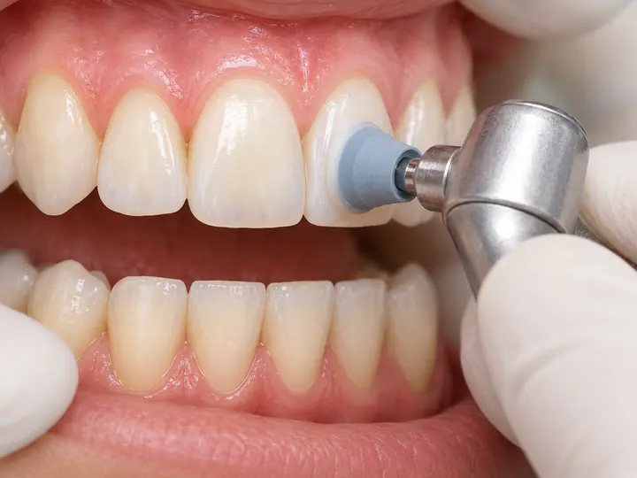 Illustration d’un détartrage et d’un polissage des dents